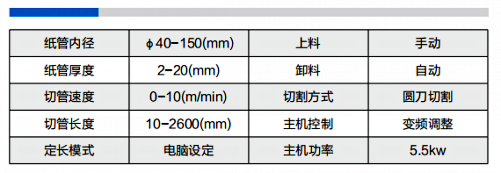 無軸紙管精切機(jī)參數(shù)